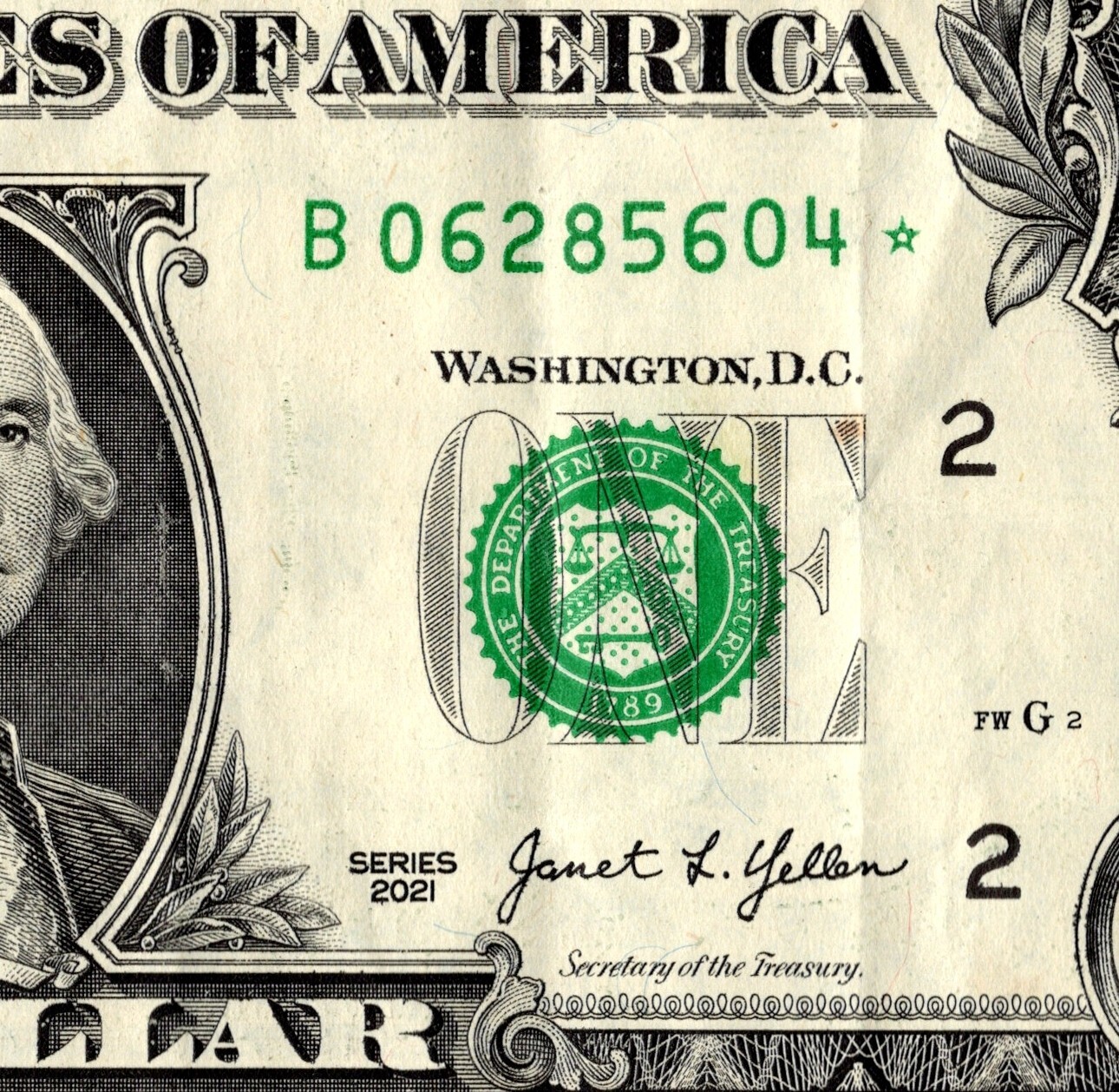 2021 B Star Note One Dollar Bill Regular Run Pack Note