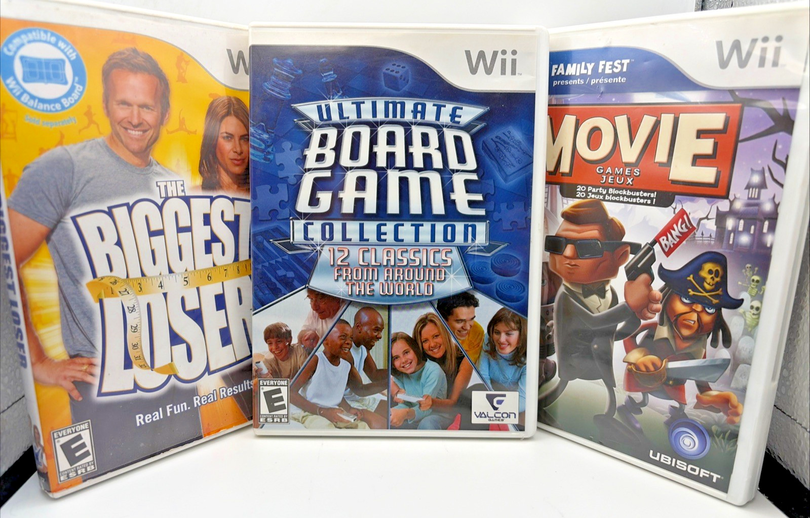 Wii 3 Game Lot Bundle: Biggest Loser / Movie / Ultimate Board Game Collection