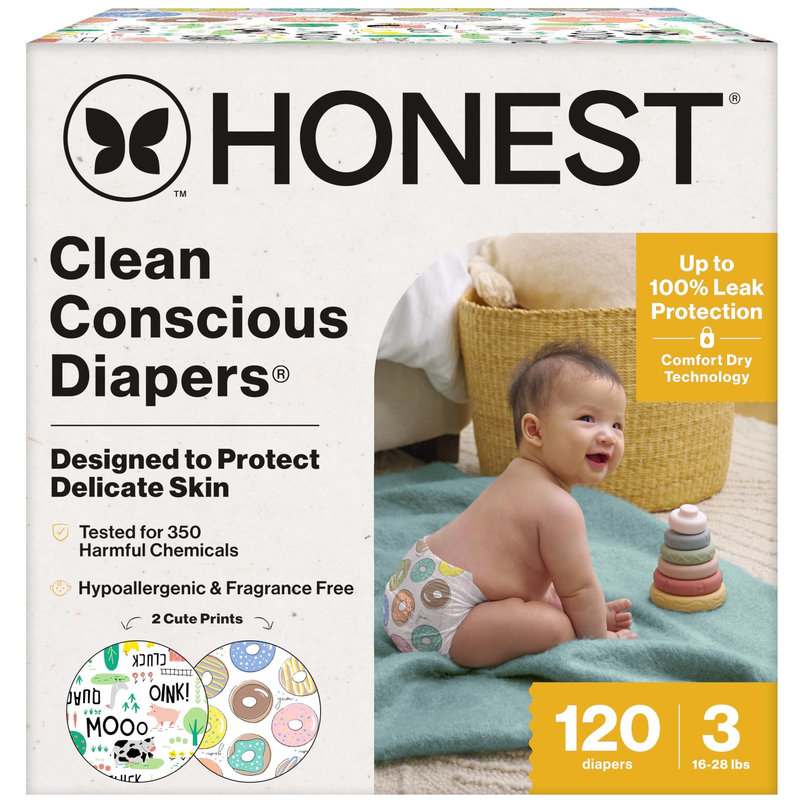 Disposable Diapers Size 3 120 Count Comfort Dry Sensitive Skin Hypoallergenic