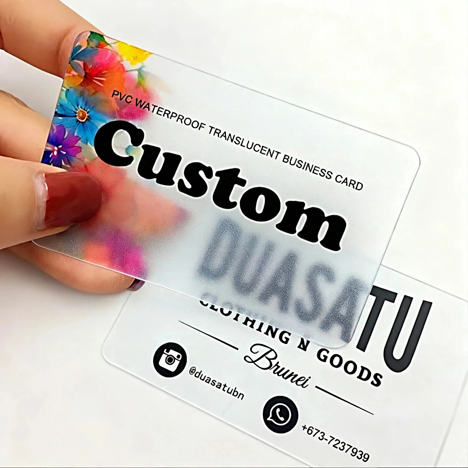 500 Custom Transparent Business Cards Frosted PVC Waterproof Single-Sided