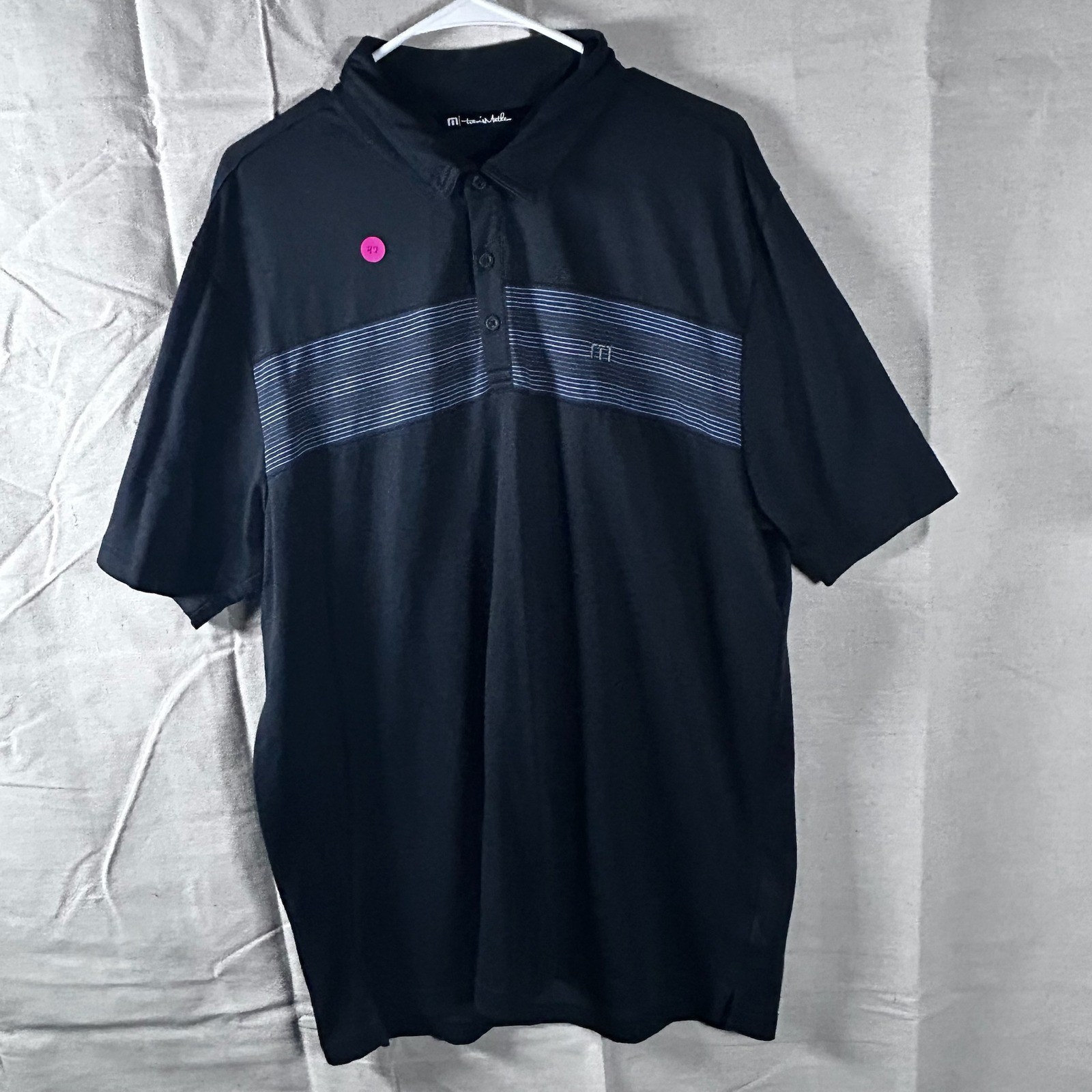 TravisMathew Mens XL Black Pima Cotton Blend Golf Active Polo Shirt CDW Logo