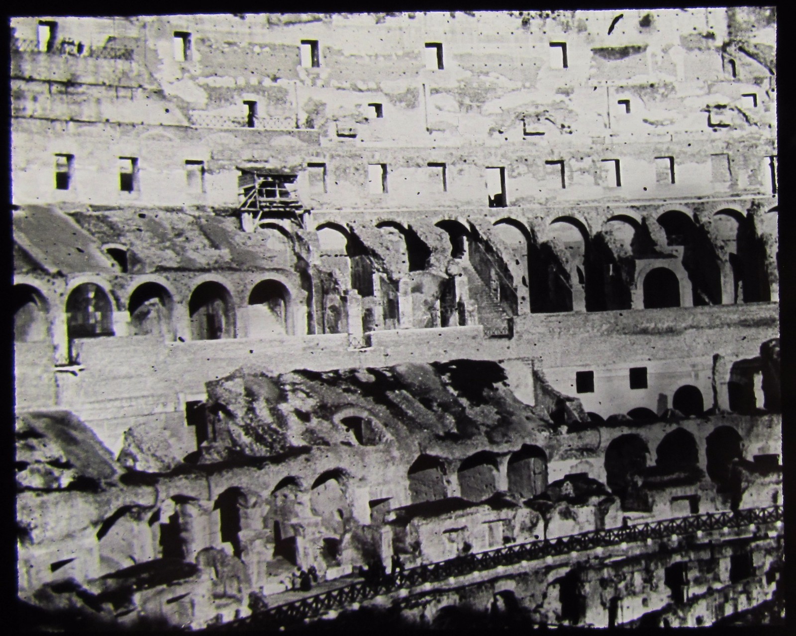 Glass Magic Lantern Slide COLOSSEUM INTERIOR NO2 DATED 1904 ROME PHOTO ITALY