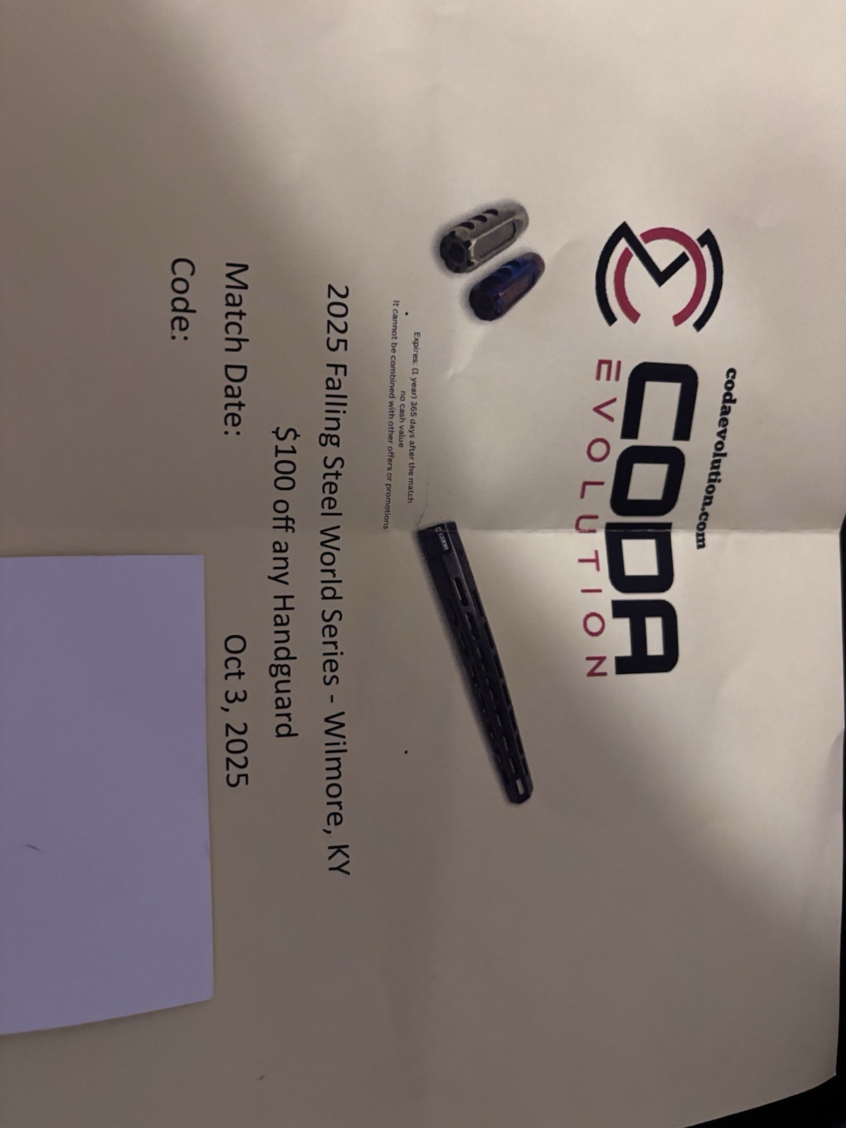 100 Dollars Off A Hand guard By Coda Evolution