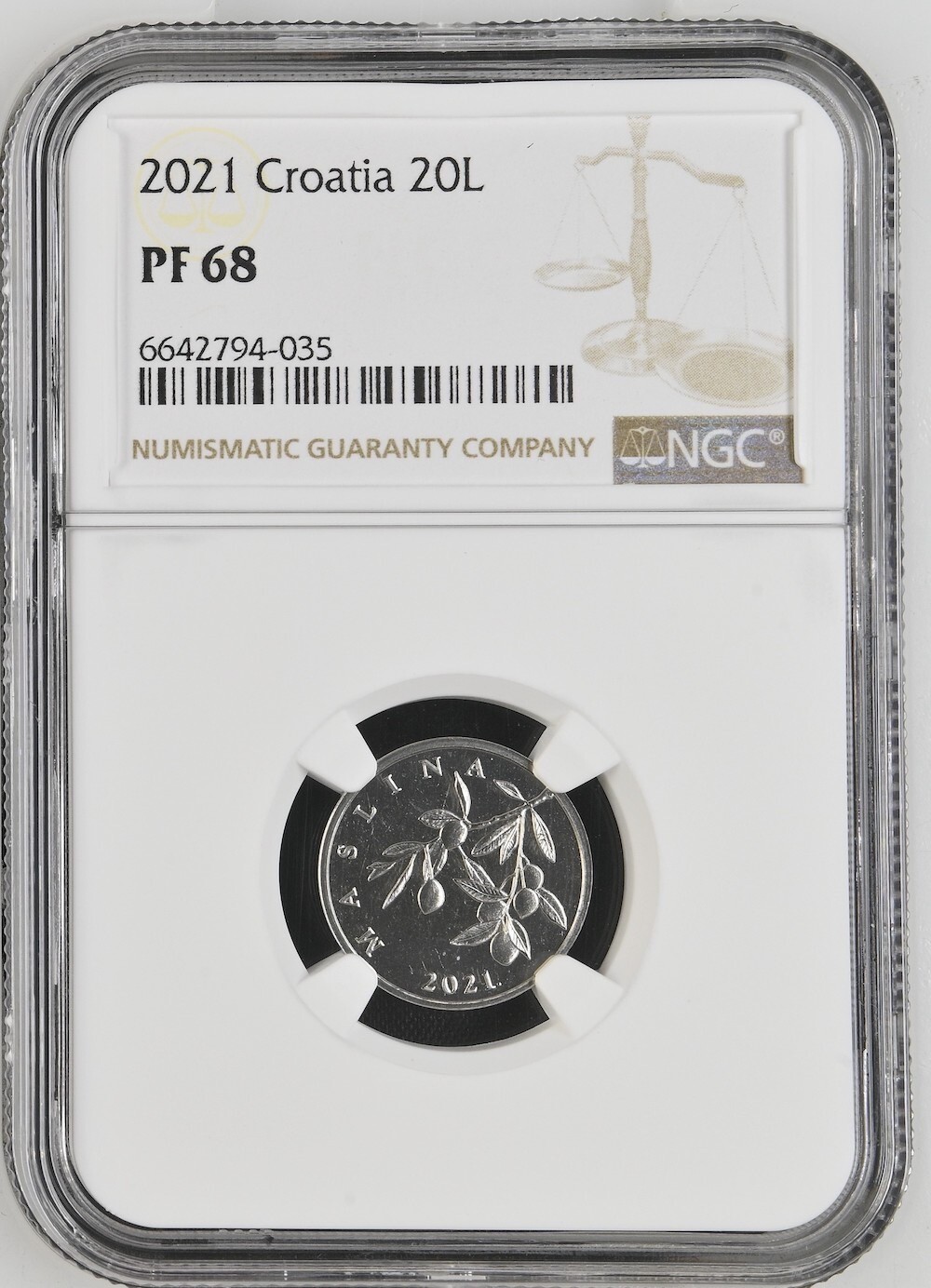 CROATIA coin 20 Lipa 2021 NGC PF 68
