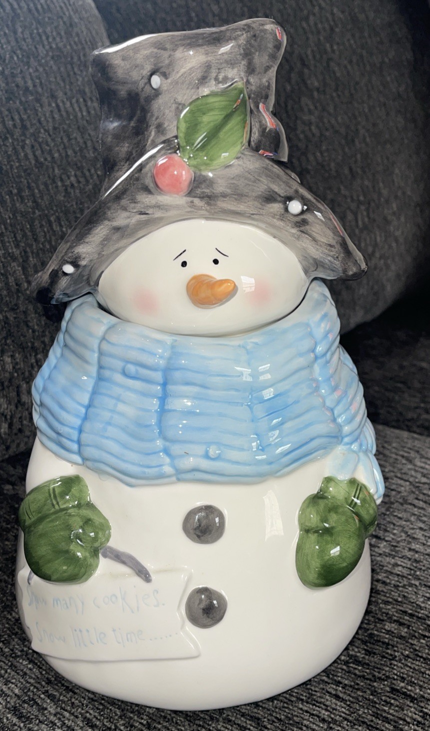 Vintage 2000 Snowman Cookie Jar Nancy Williams Cone (G4)