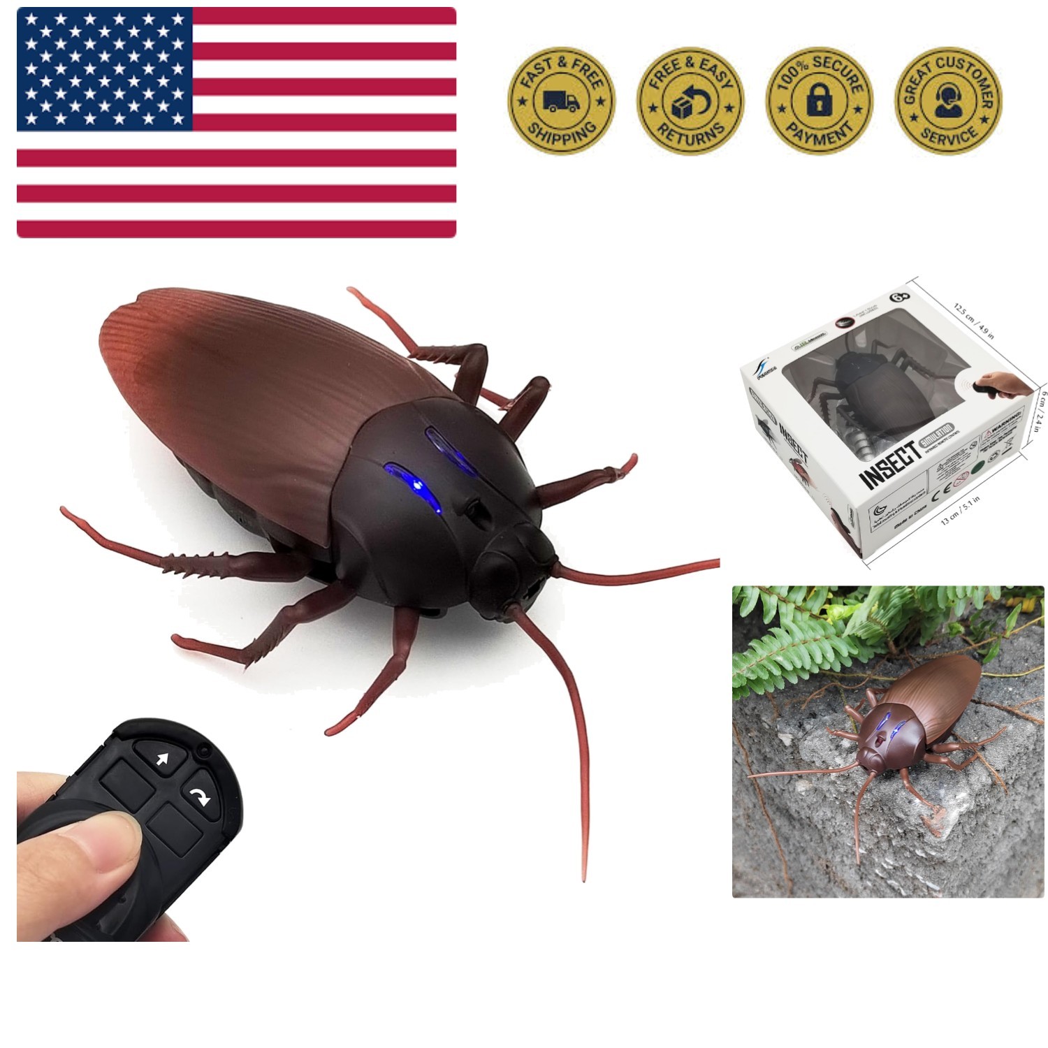 RC Cockroach Remote Control Car Vehicle Animal Toys Electronic Realistic Inse...