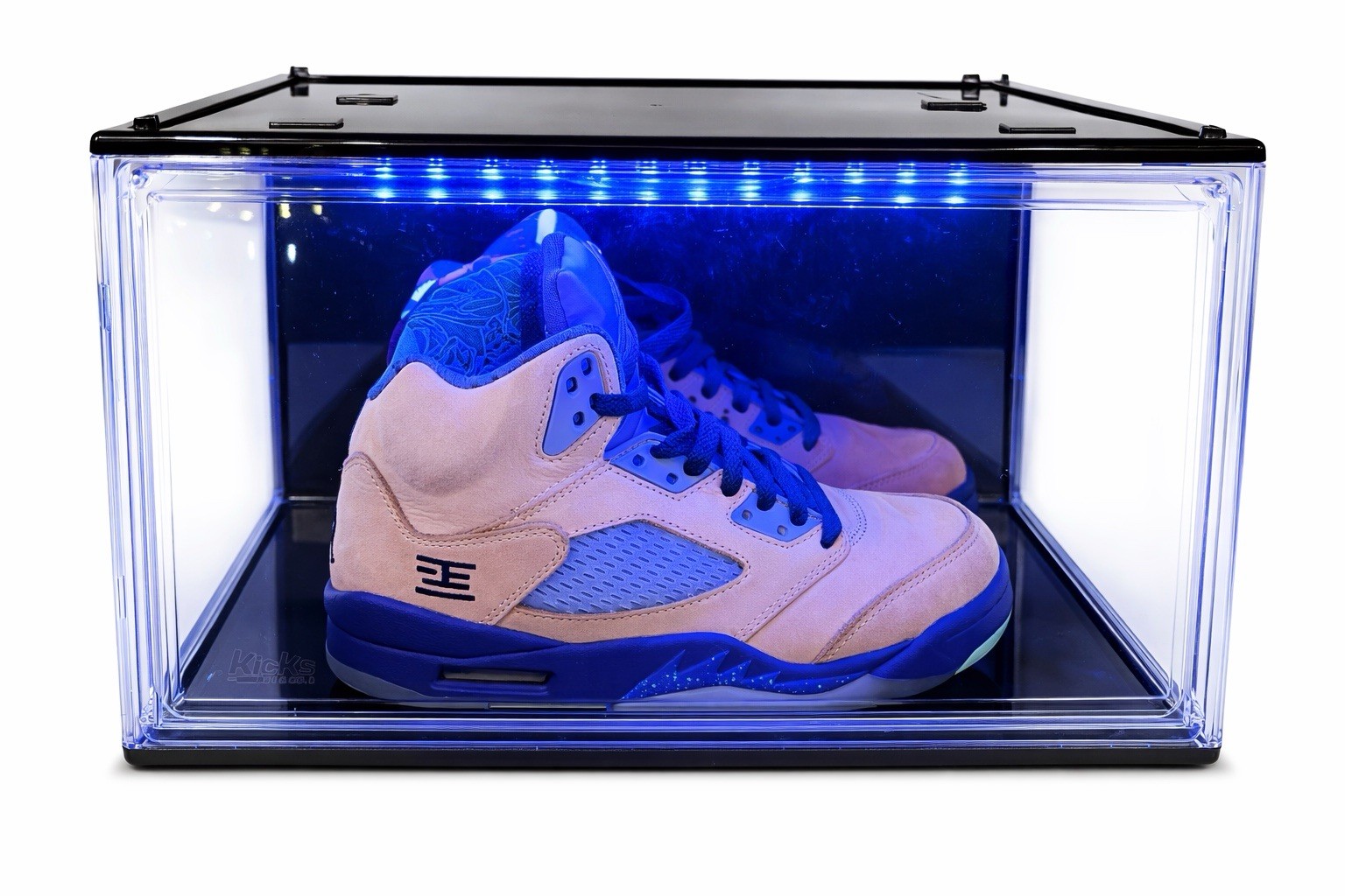 LED Shoe Storage Box Clear Black Stackable Sneaker Display Case USB Remote NEW