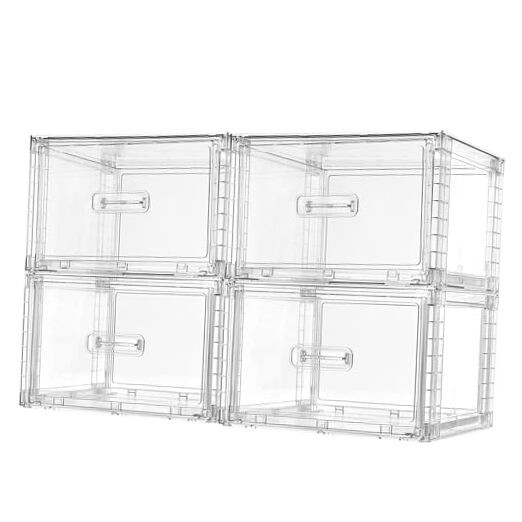  Pack 18QT Clear Stackable Storage Drawers,Easily Assemble Closet 4 clear