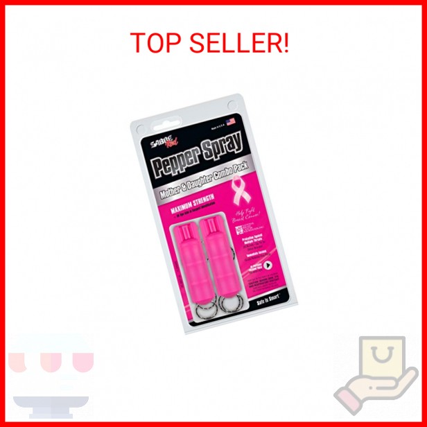 SABRE Red Pepper Spray 2-Pack - Police Strength - with Durable Pink Key Case, Fi