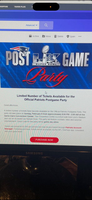 SUPER BOWL 2026 LX  Tickets (2) Patriots TEAM ONLY Post Game Party Passes