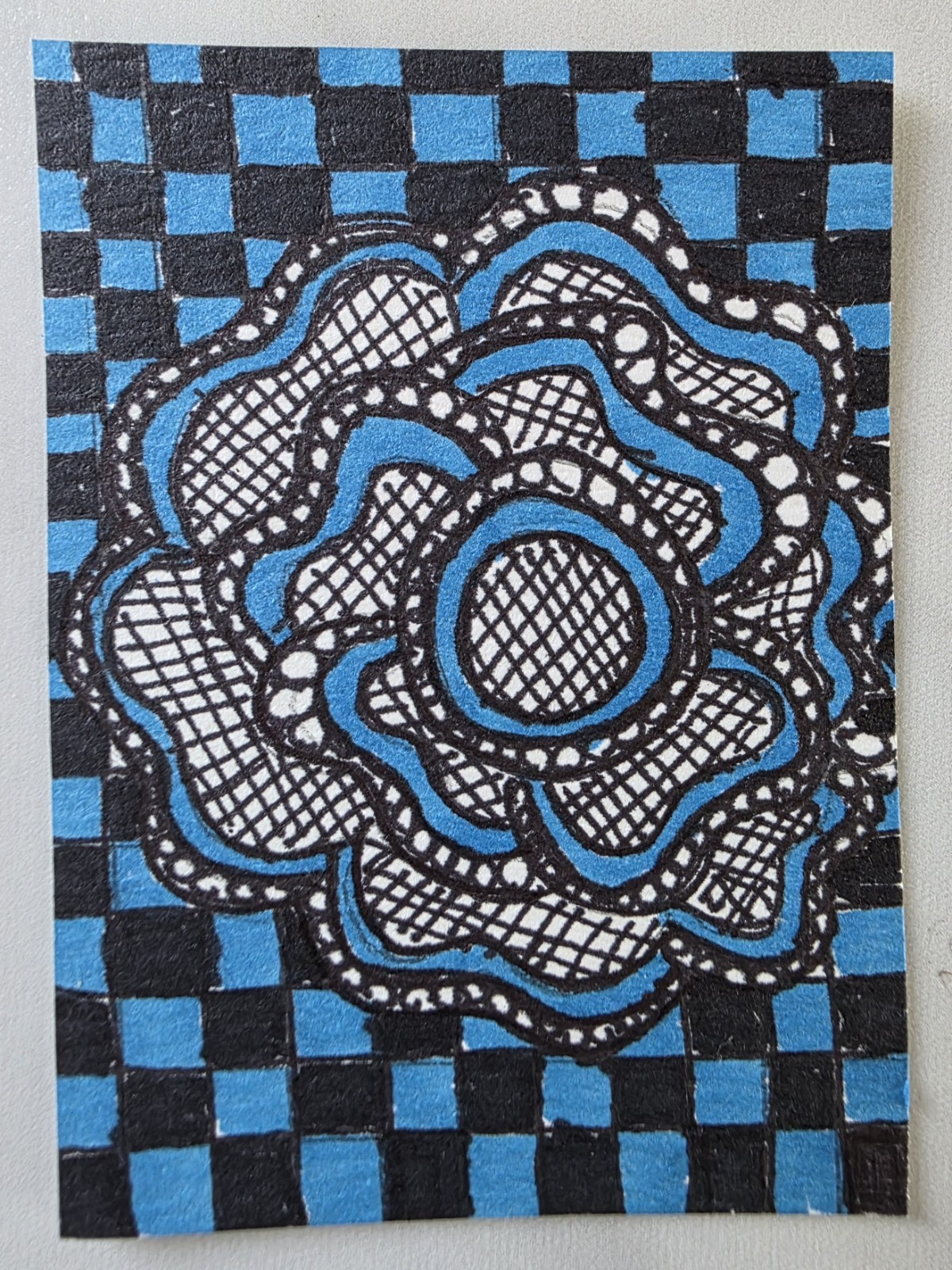 ACEO Artist Trading Card OOAK Artist Signed "Fractal Bloom" #1 Of 3 In Series