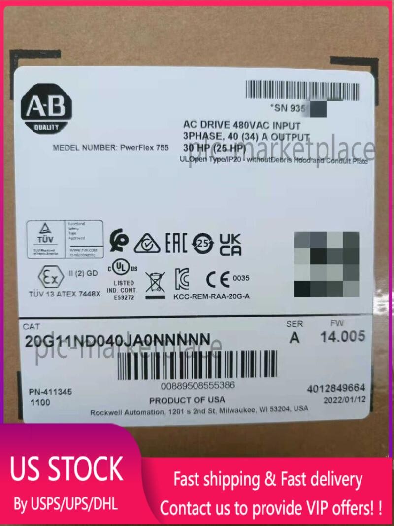 New Allen-Bradley 20G11ND040JA0NNNNN PowerFlex Air Cooled 755 AC Drive us