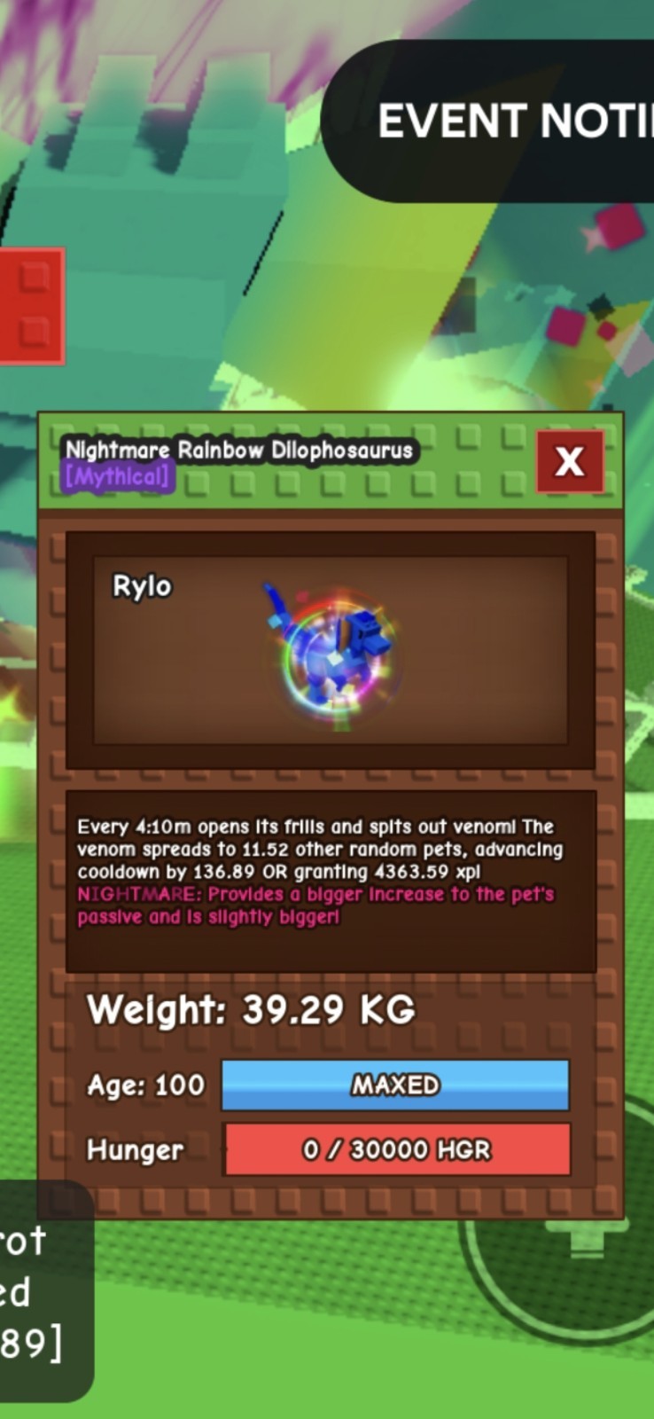 39kg NIGHTMARE RAINBOW HATCHED DILOPHOSAURUS