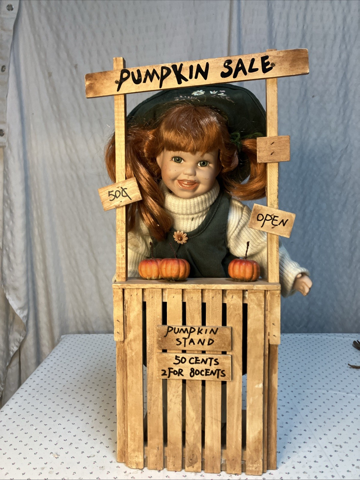 Seymour Mann Signature Collection Doll Pumpkin Sale Stand 18.5”