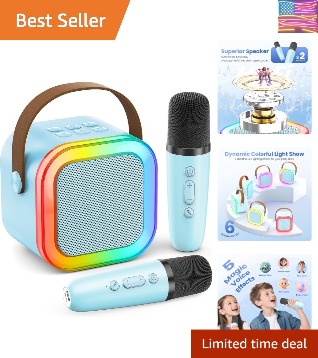 Mini Karaoke Machine for Kids Adults, Portable Bluetooth Speaker with 2 Wirel...