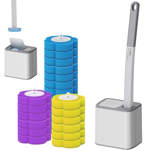 HomeBeyond Disposable Toilet Brush, Toilet Cleaning System with 24pcs Refills 