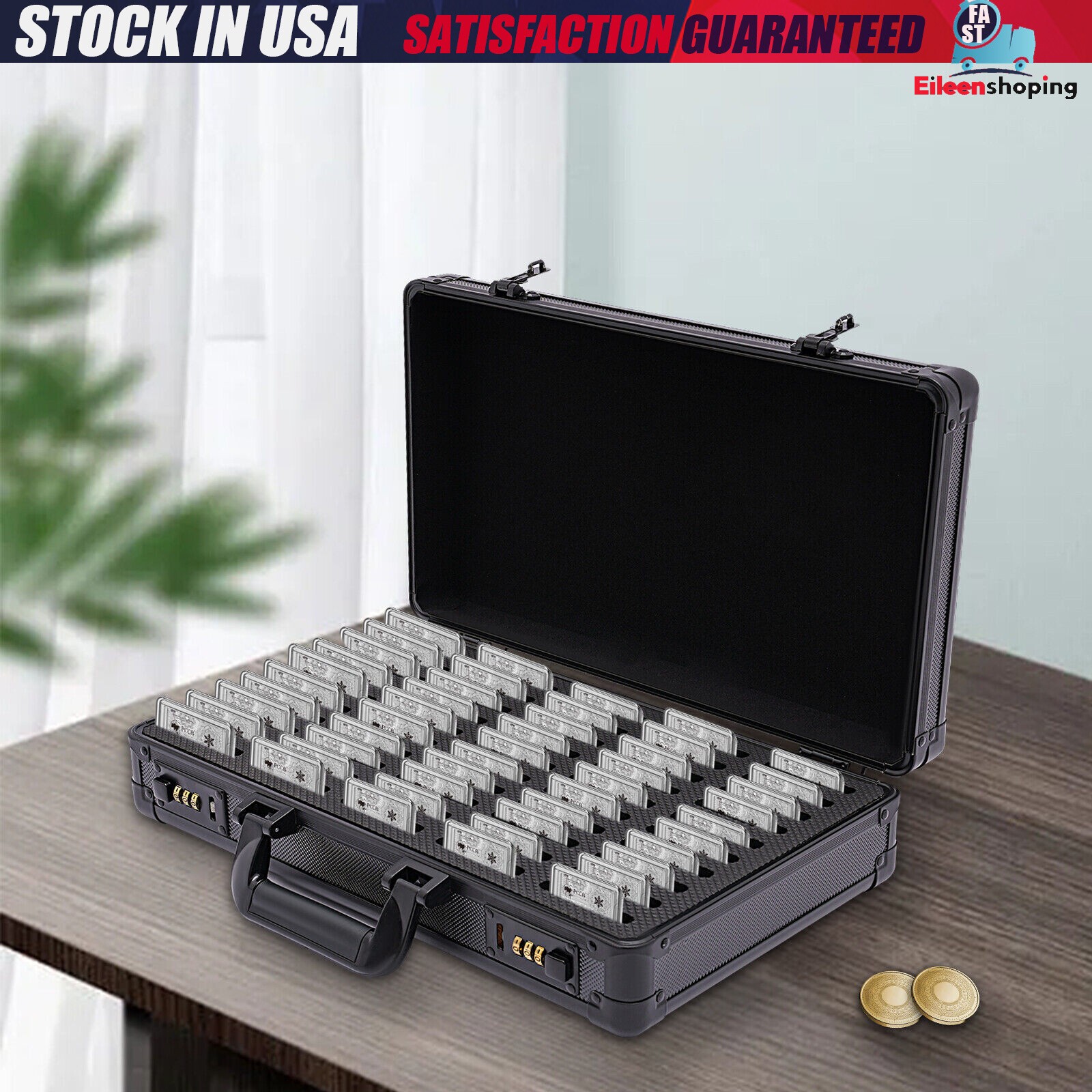 Coin Storage Holder Box Compartments 50 Slot Coin Slabs Coin Case For Collectors