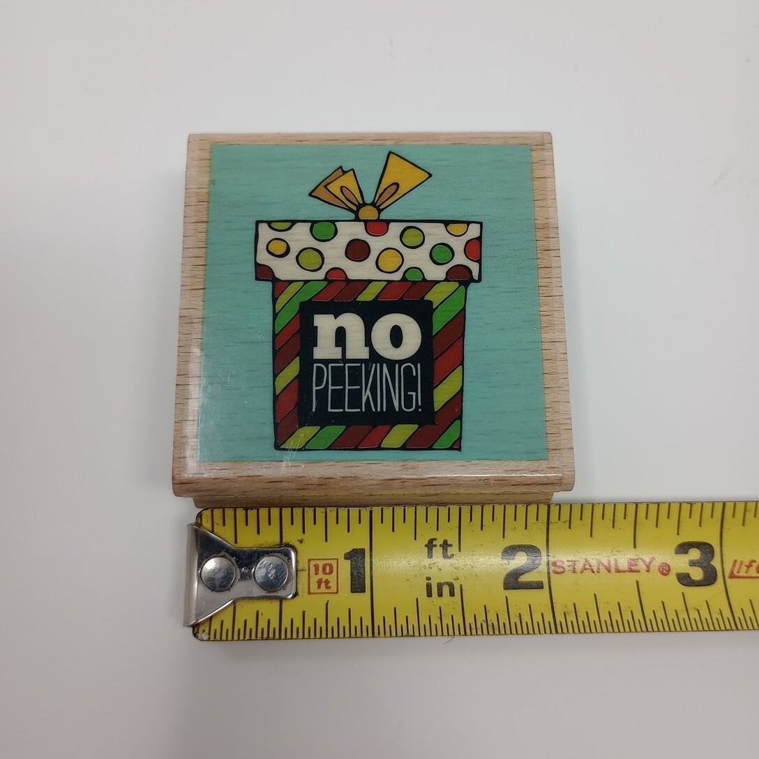 Hampton Art Studio G Gift Present No Peeking Wood Mounted Rubber Stamp