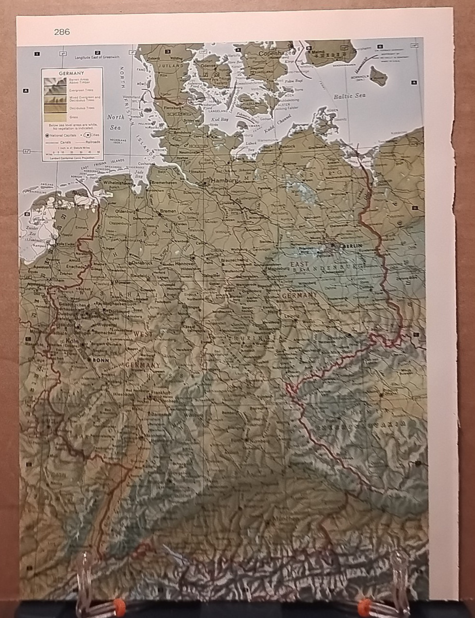 Old Vintage GERMANY Atlas Map 1961 MSM Life Pictorial Atlas of the World