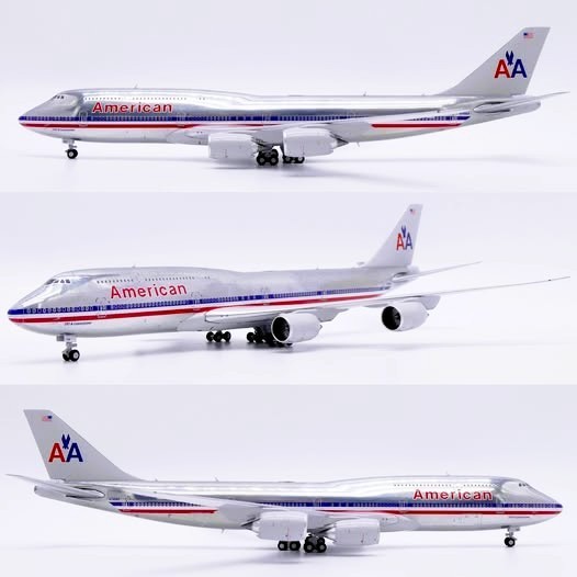 JC Wings American Airlines Boeing 747-8I N748AA Diecast 1/400 Jet Model + Tug
