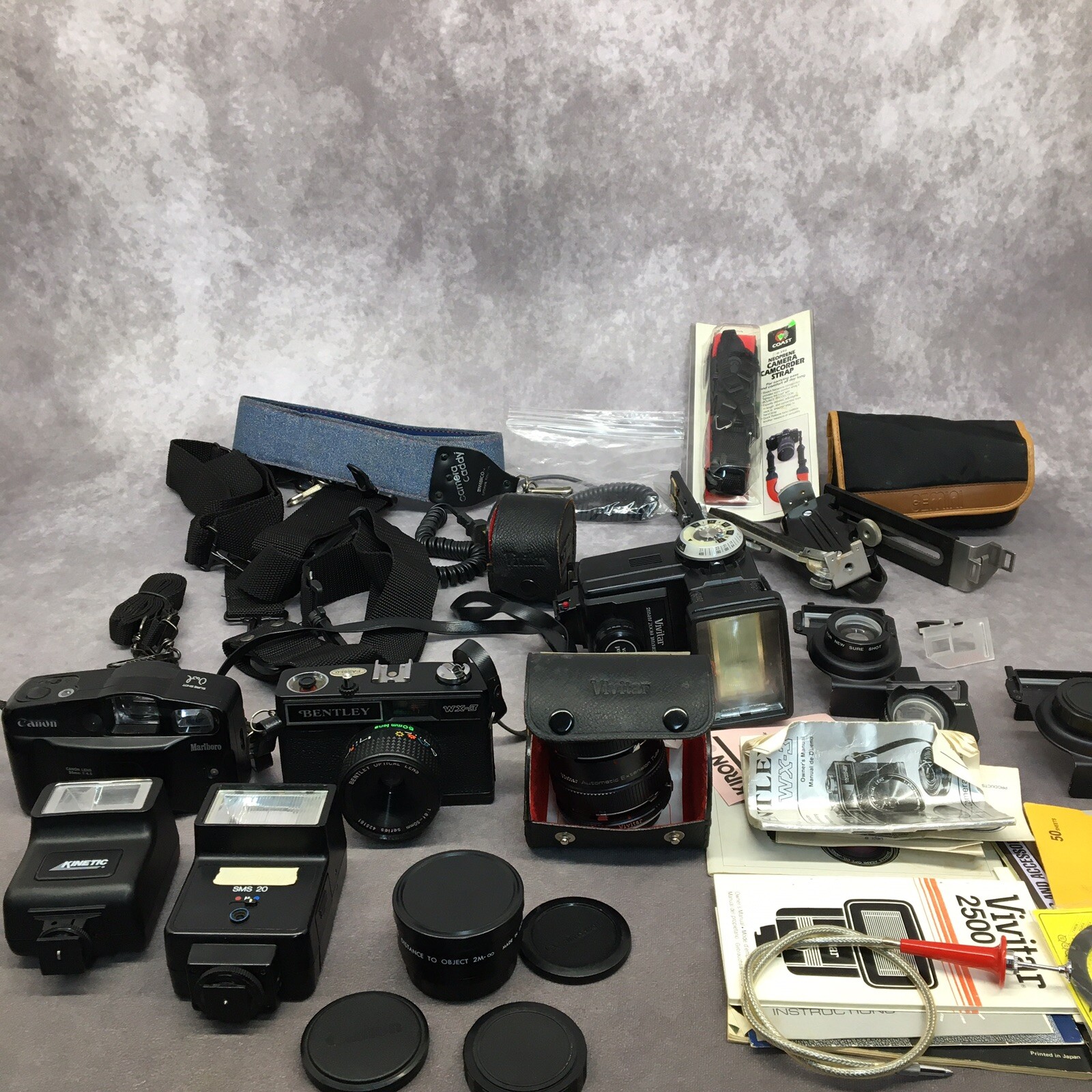 Vtg. 2 Cameras,Straps, Mix Parts Lot-For Parts or Repair-Comes As Is-Not working