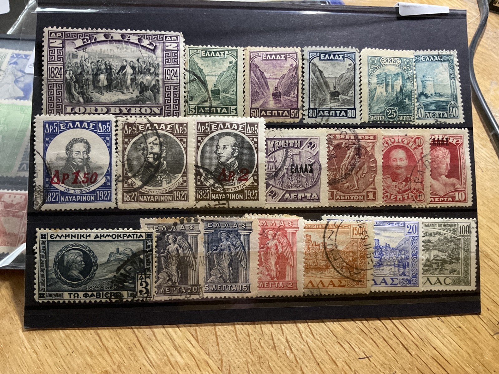 Greece mounted mint or used stamps on 5  cards  B3091