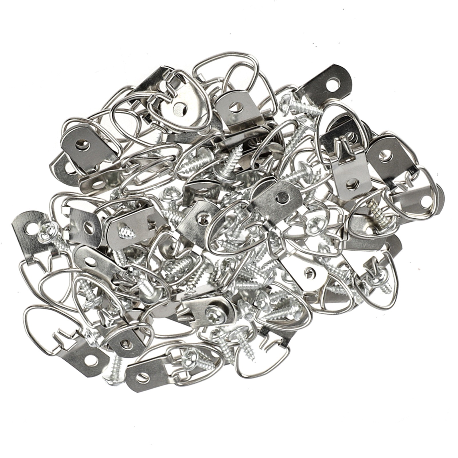 100Pcs Metal D Ring Picture Frame Hangers with Screws Fit For Frames Canvases