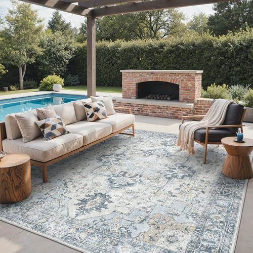  Outdoor & Indoor Area Rug 8'x10', Waterproof, Non-Shedding, Easy Cleaning, 