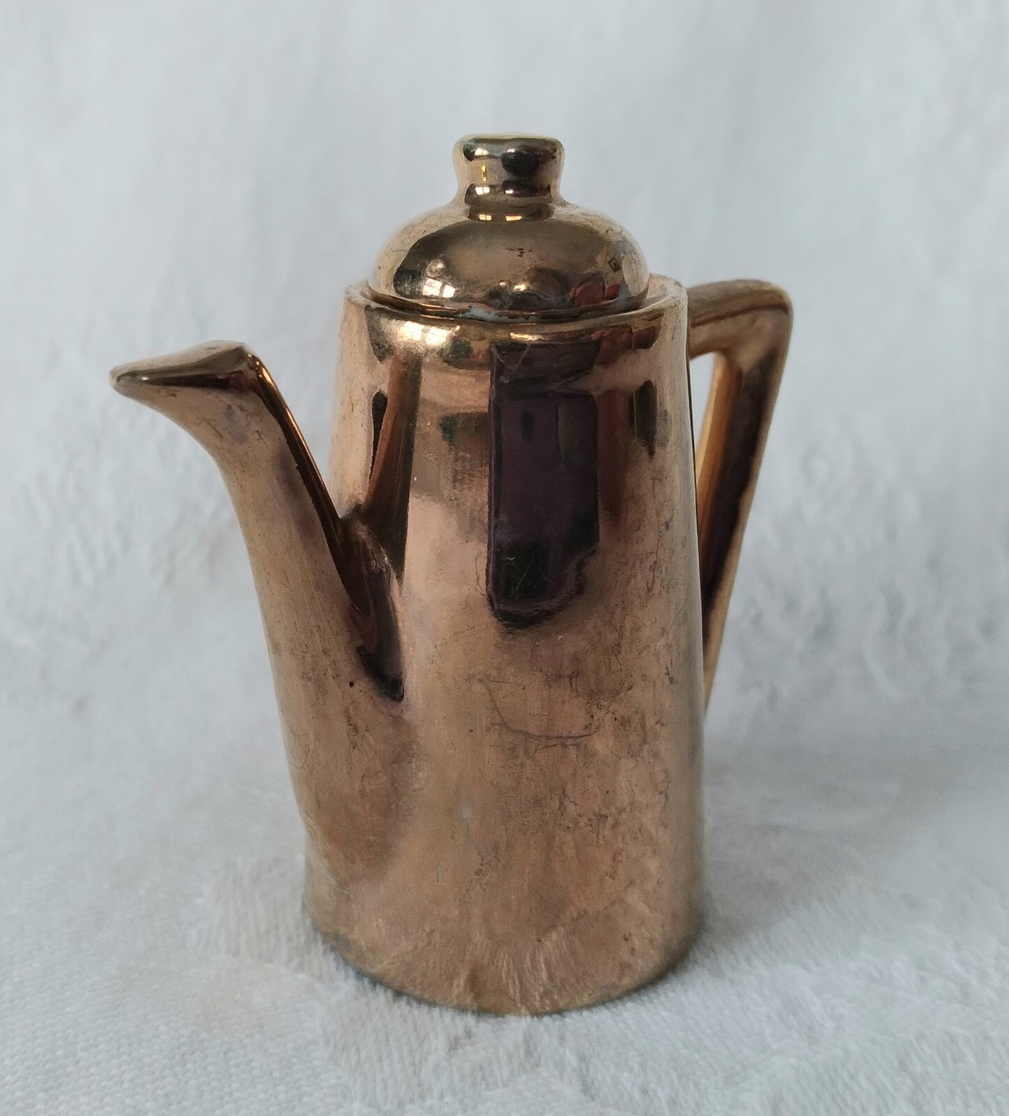 Vintage 2" Gold Paint Miniature Teapot Coffee Carafe Lid Ceramic Occupied Japan 