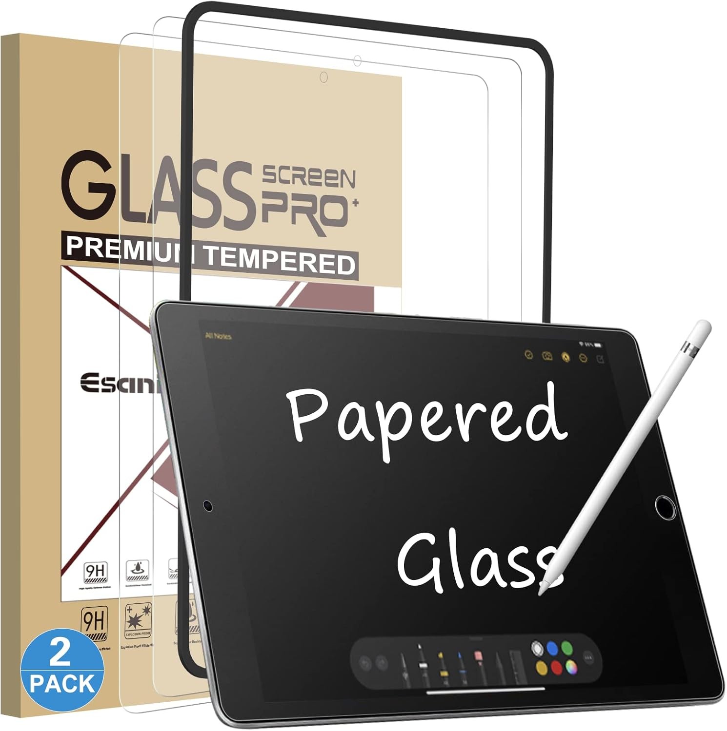 2 Pack Paperlike Screen Protector for iPad 9th 8th 7th Gen Matte Glass