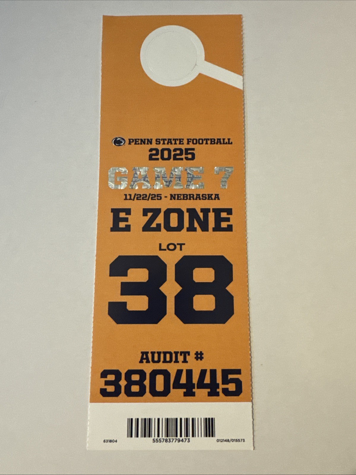 Penn State vs Nebraska Football Parking Pass 11/22/25 Lot 38