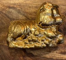 Vintage Planter MCM Gold Ceramic Dog Planter Molded Gold Overlay