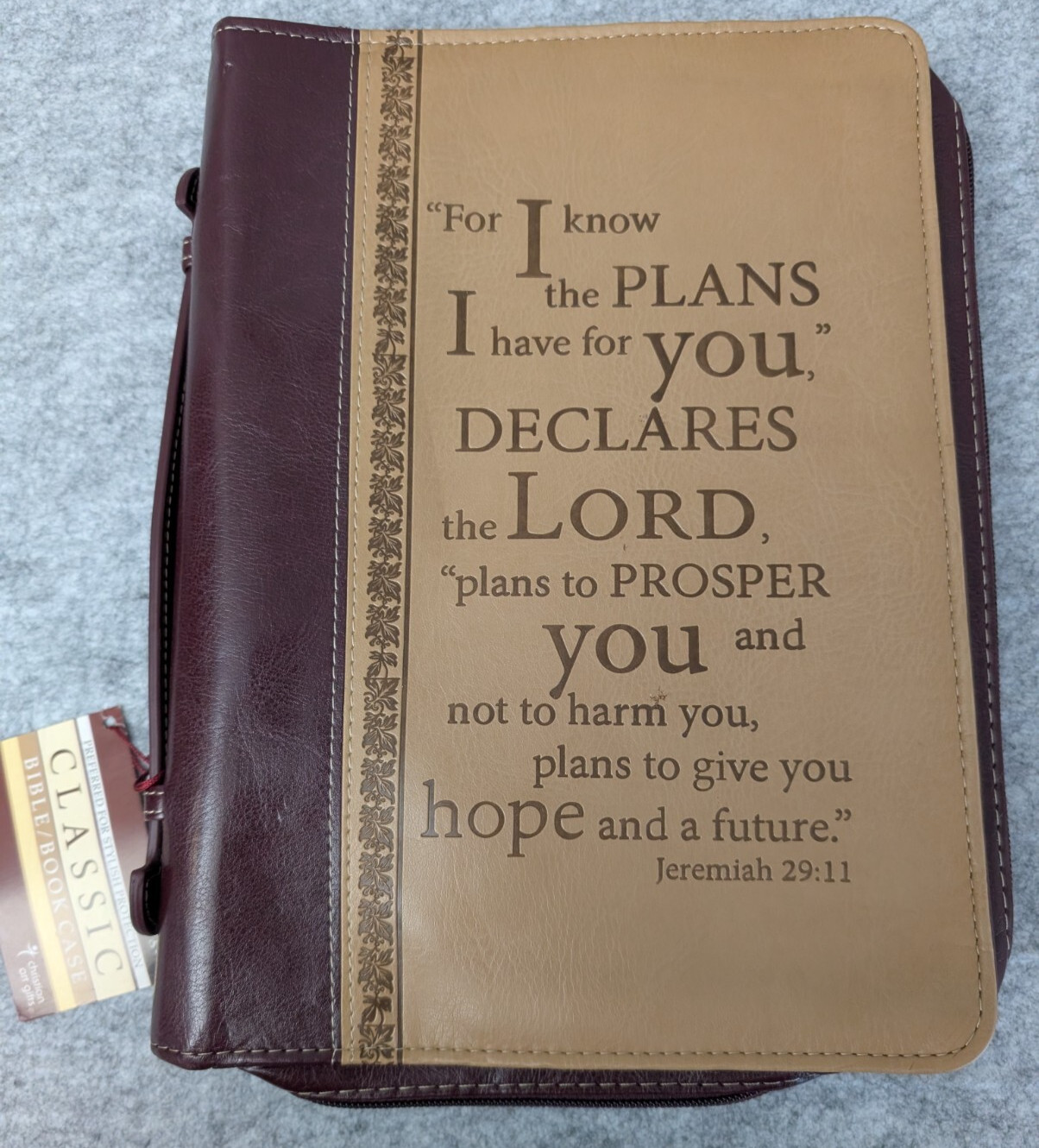 Christian Art Gifts Jeremiah 29:11 Classic Faux Leather Bible Cover Large NWT