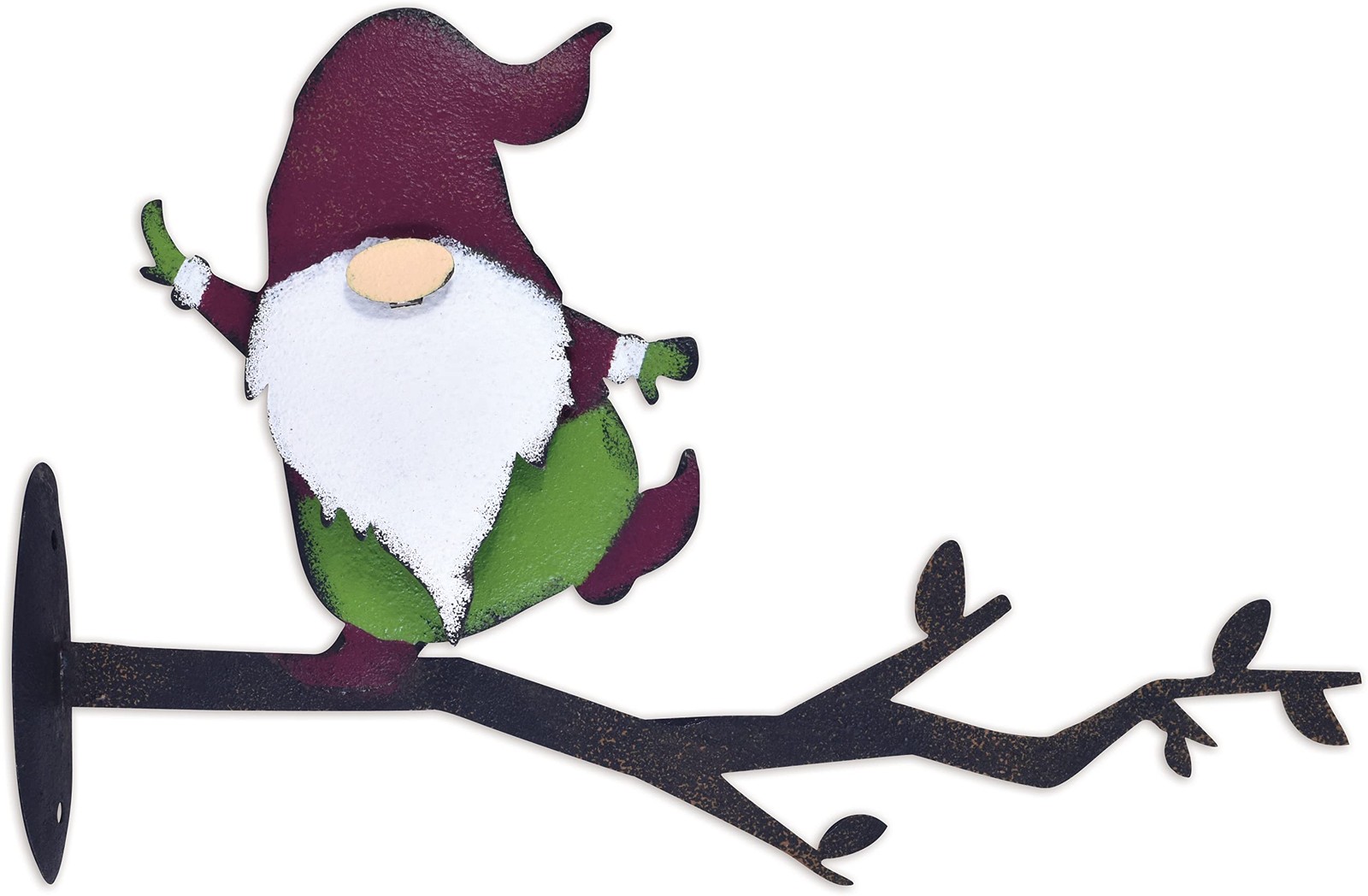 Let it be Gnome Metal Fence Ornament Mounted Garden Decor, 8.75-Inch, Red Gnome