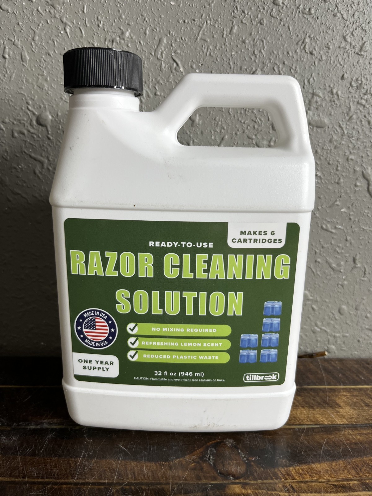 Tillbrook Razor Cleaning Solution 32oz Refill for Electric Shaver Lemon Scent