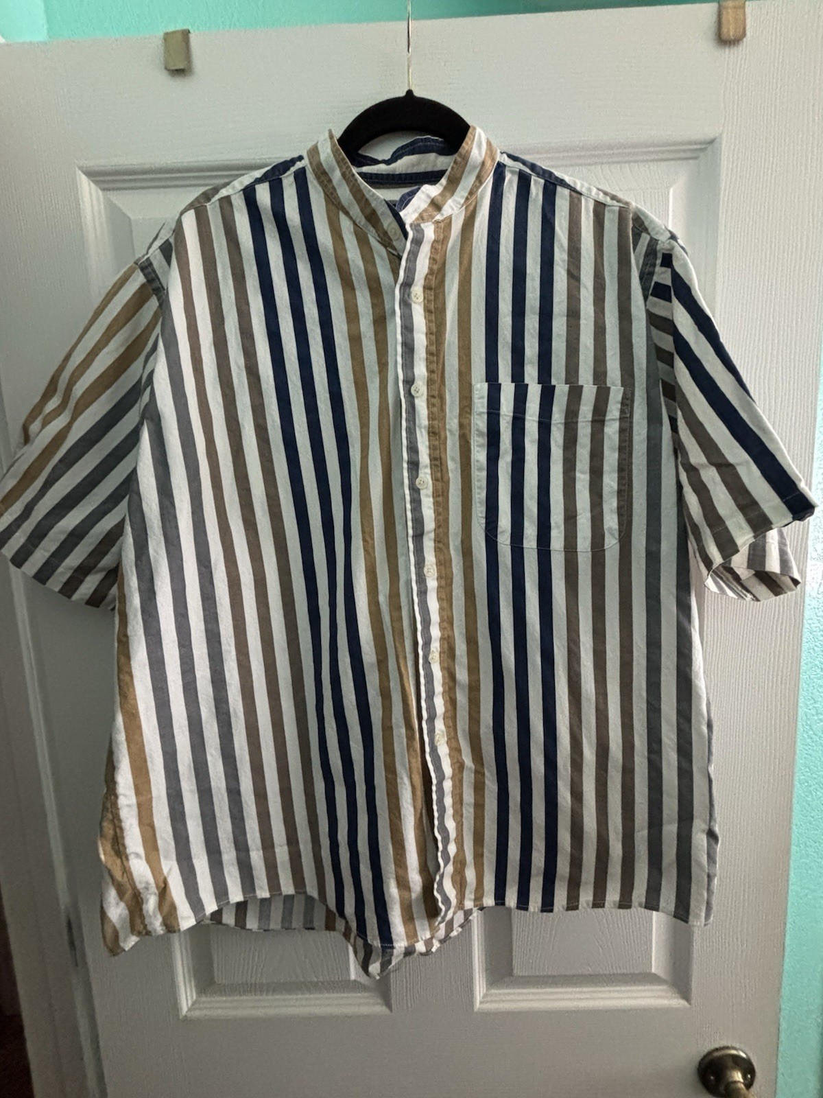 Vintage JORDACHE JEANSWEAR Men's Striped Cotton Button Down Shirt Size Large