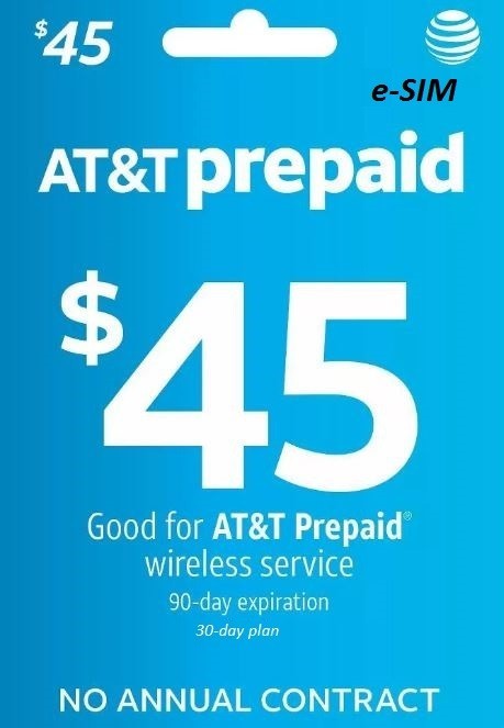 $45 AT&T Prepaid Unlimited Plan eSIM Activation includes 1st Month of Service