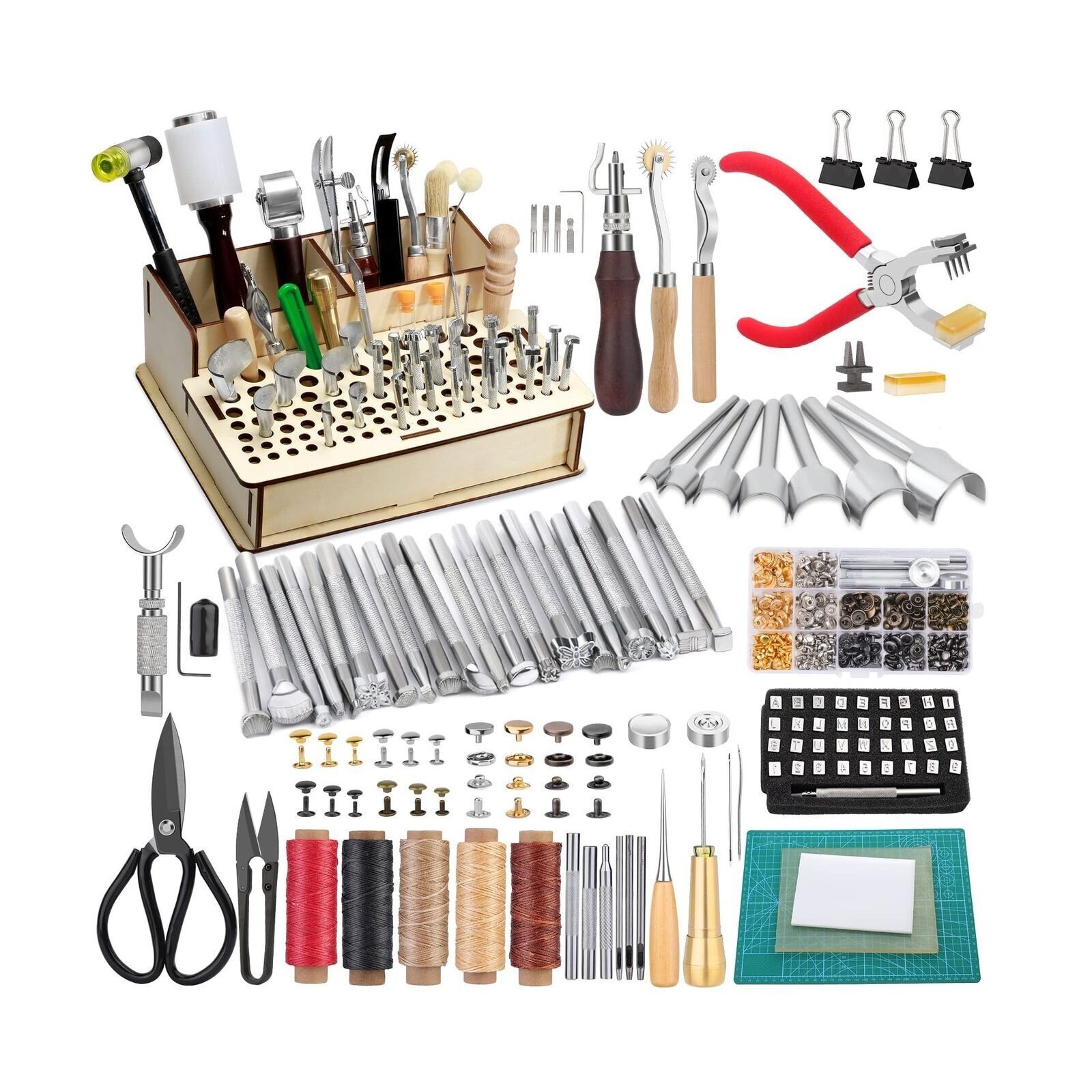 447 Pieces Leather Working Tools and Supplies with Instruction, Leathercraft
