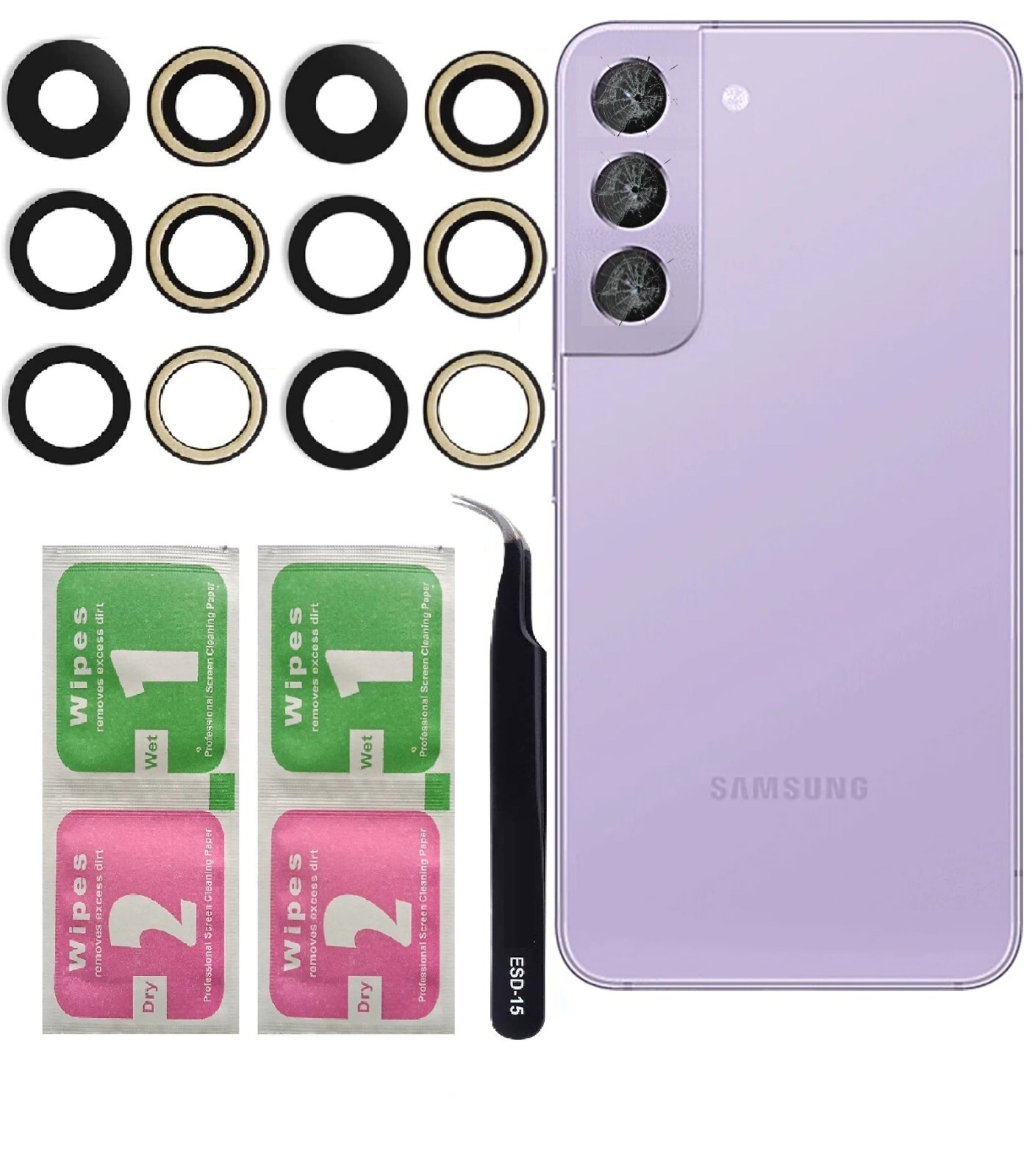 Pour Samsung Galaxy S22 SM-S901 Caméra Lentille Arrière de Rechange Verre x2