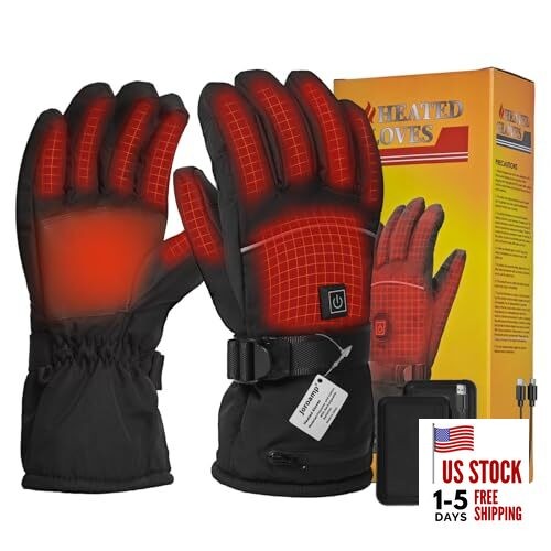 Heated Gloves, 5V 5000mAh Rechargeable Heated Gloves for Men Women, Medium