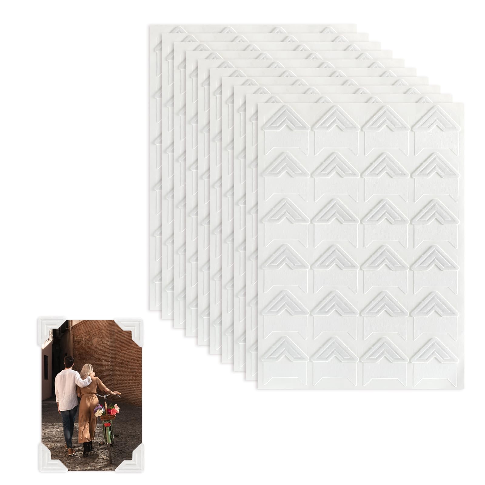 240 Pcs Self-Adhesive White Photo Corner Stickers, 10 Sheets Acid Free white 