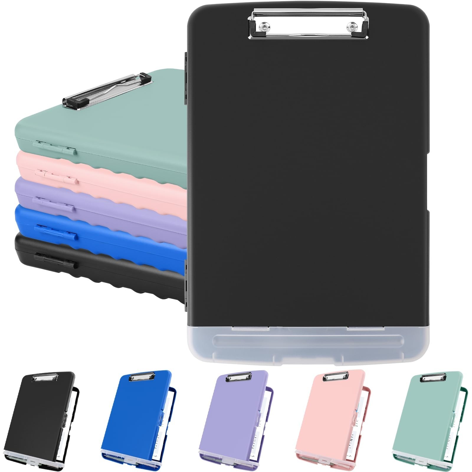 Clipboard with Storage, Plastic Clipboards 8.5x11 with Pen Holder, High Capac...