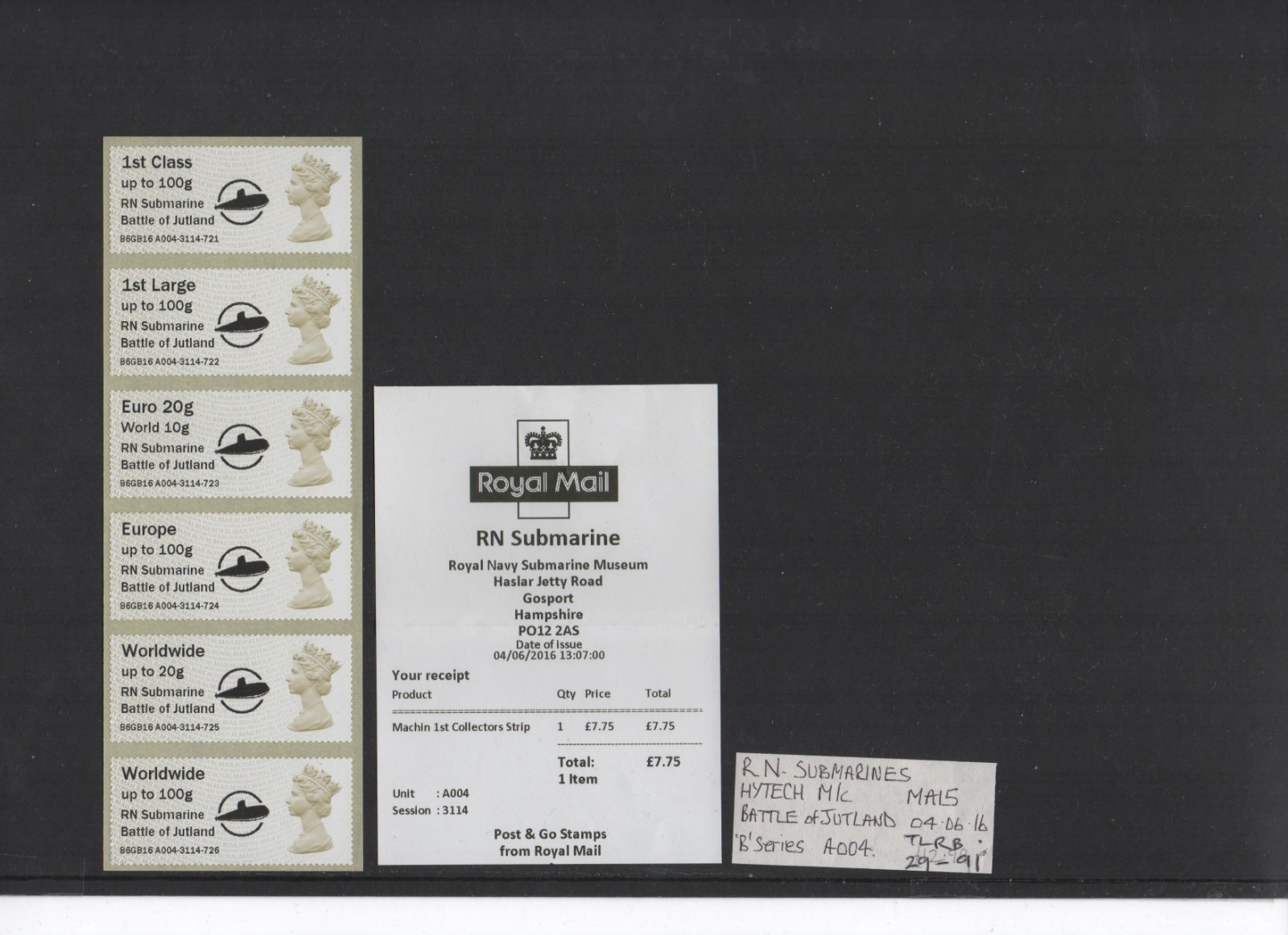 RNSM MACHIN Ma15 JUTLAND O/P JUNE 2016 A004 Collector Strip  POST GO  FV £18.45