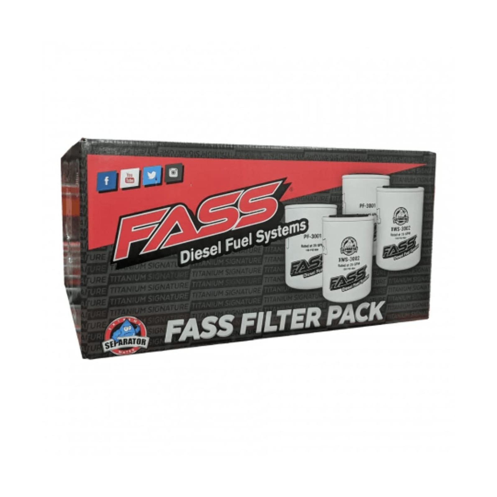 FASS Titanium Series Fuel Filter & Water Seprator Pack Combo Of 4 | (2) XWS-3...