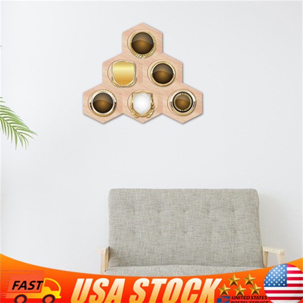 Hexagon Medal Holder 6pcs Medal Display Hanger Rack Wooden Decorative Holder 🔥