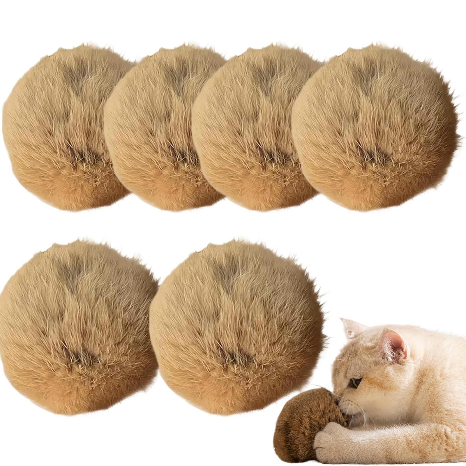 Rabbit Fur Ball Cat Interactive Toy Soft Fluffy Cat Ball Furry Catnip Toy Ball