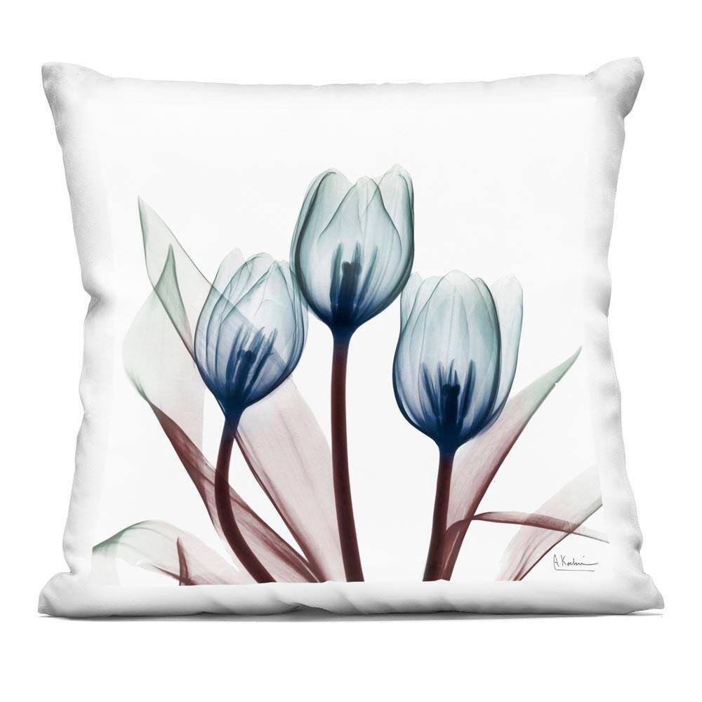 Vibrant Opaque Tulips Black Abstract Polyester 18 In. X 18 In. Throw Pillow