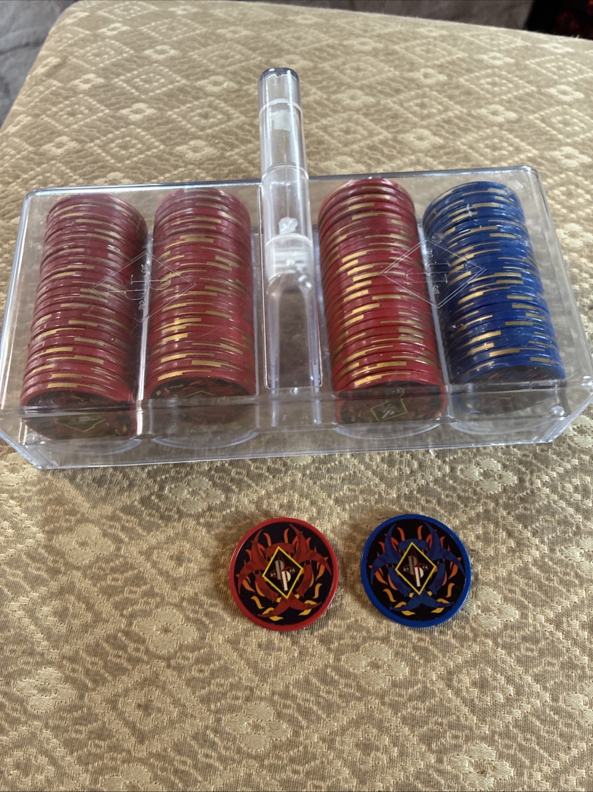 Pro Player PP Casino Poker Chips Lot of 99 Chips & Case Heavy