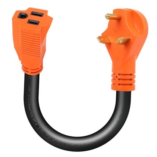 RV Power Adapter 30 Amp to 15 Amp RV Adapter, NEMA TT-30P Male Plug to 5-15R 