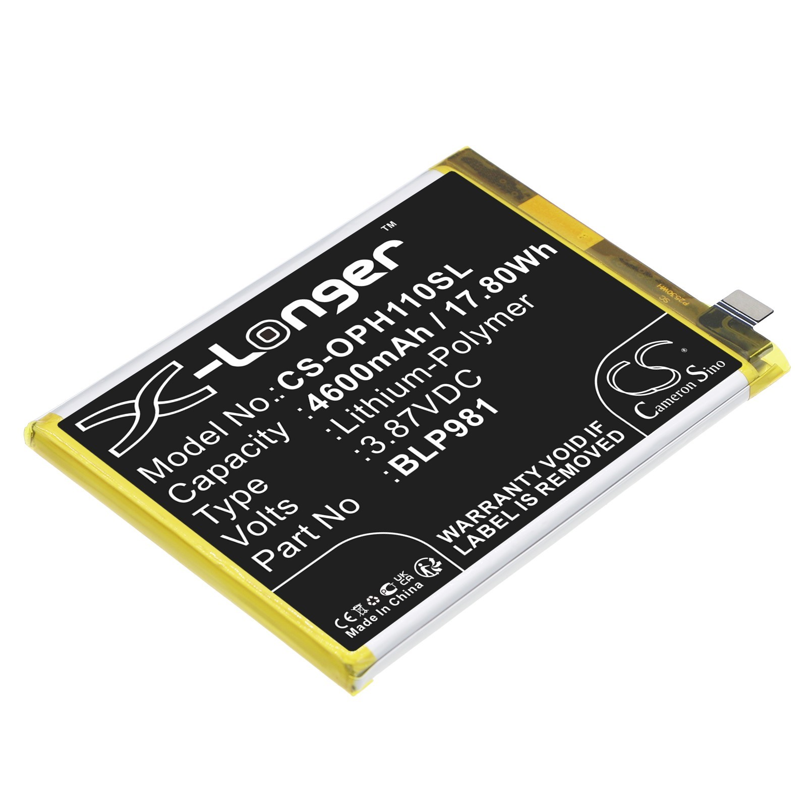 Li-Polymer BATTERIE 3.87V 4600mAh Type BLP981 For Oppo A1 Pro PHQ110